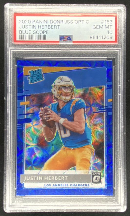 2020 Panini Donruss Optic Justin Herbert #153 graded PSA 10 trading card