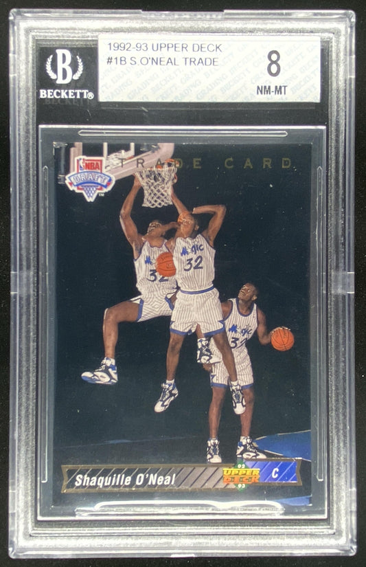1992 Upper Deck Shaquille O'Neal #1B graded BGS 8 trading card