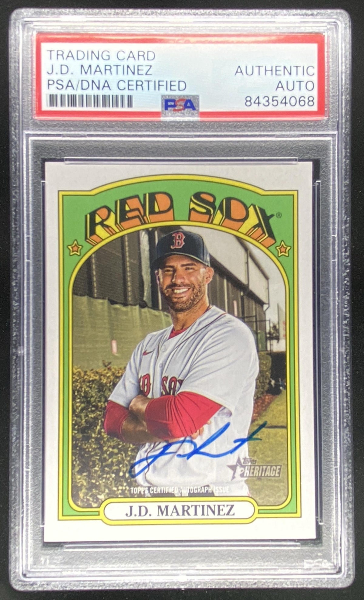 2021 Topps Heritage J.D. Martinez #ROA-JMA PSA authenticated autograph trading card