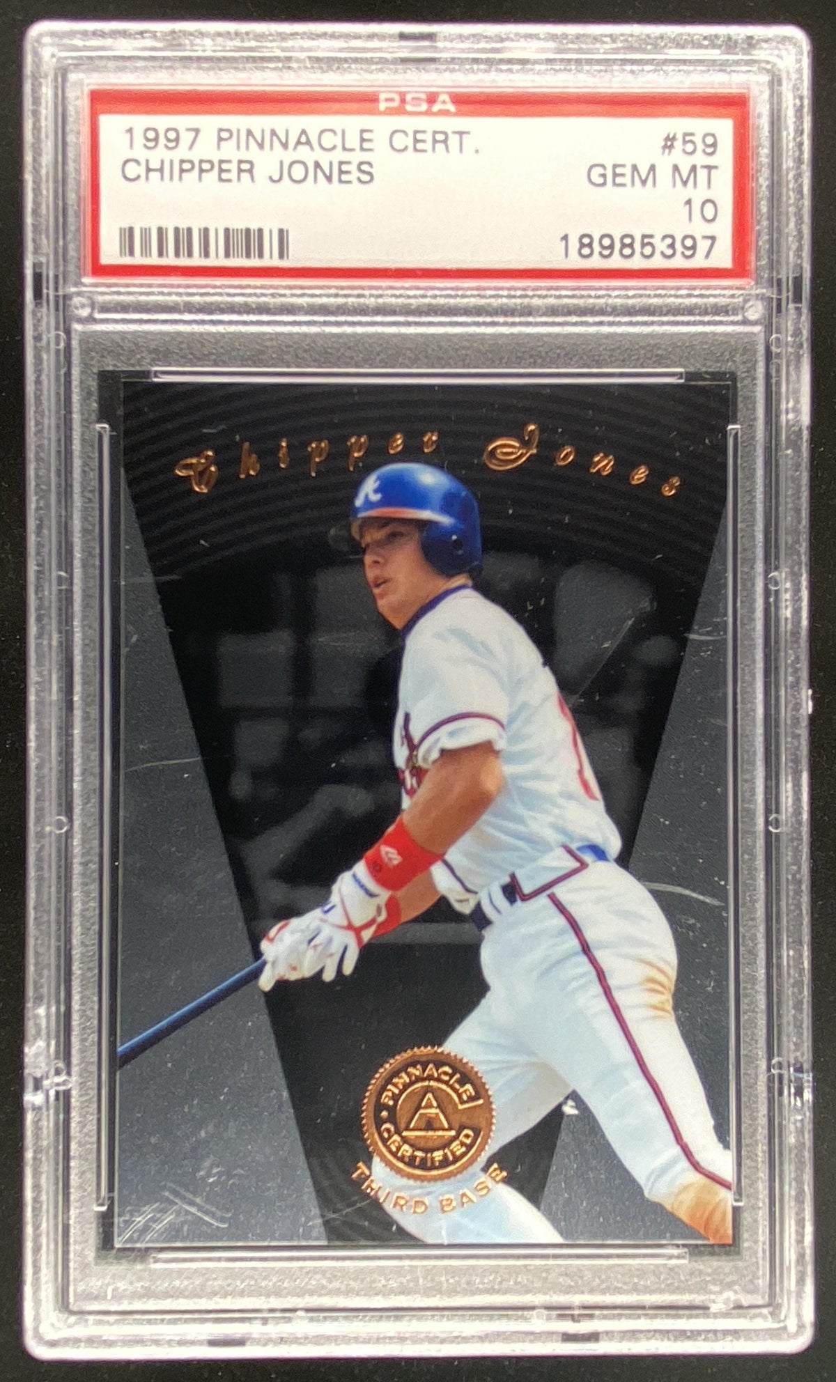 1997 Pinnacle Certified Chipper Jones #59 graded PSA 10 trading card