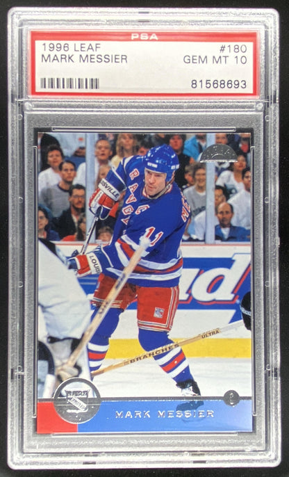 1996 Leaf Mark Messier #180 graded PSA 10 trading card