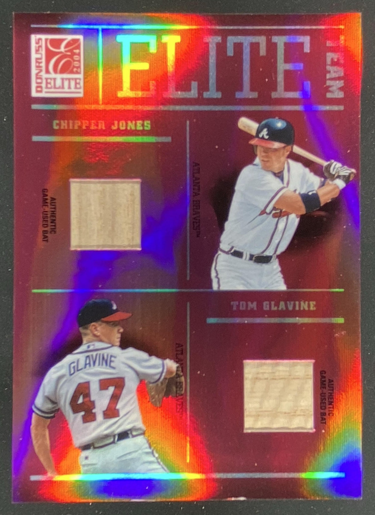 2004 Donruss Elite Chipper Jones / Tom Glavine / Greg Maddux / Ryan Klesko #ET-7 trading card