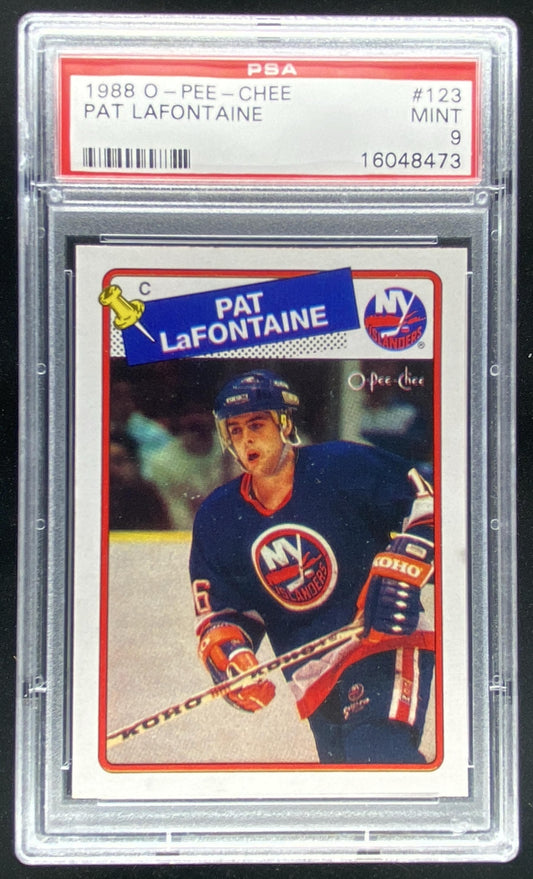 1988 O-Pee-Chee Pat LaFontaine #123 graded PSA 9 trading card