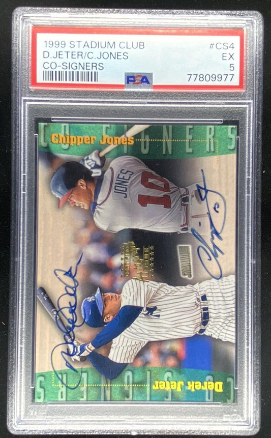 1999 Topps Stadium Club Derek Jeter / Chipper Jones #CS4 graded PSA 5 trading card
