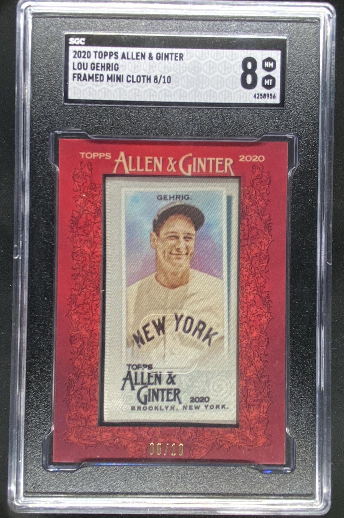 2020 Topps Allen & Ginter Lou Gehrig graded SGC 8 trading card