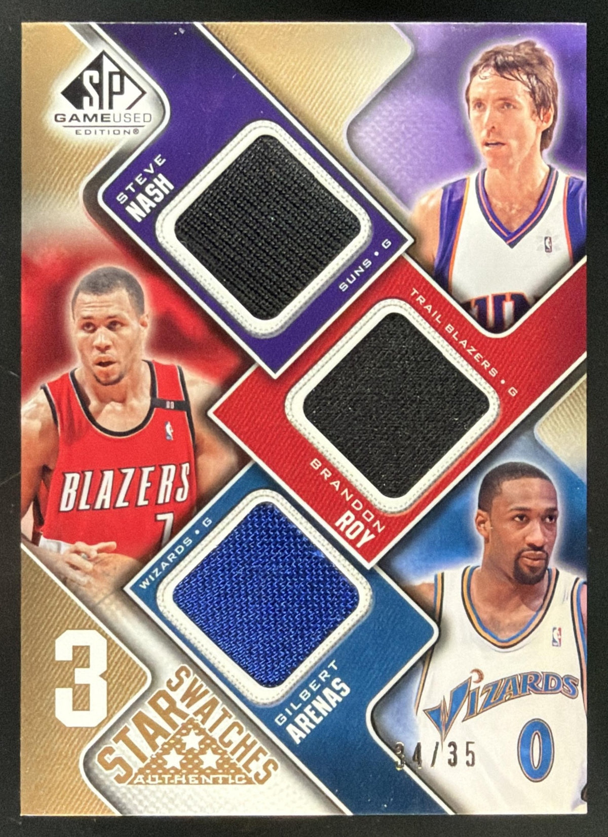 2009 SP Game Used Brandon Roy / Gilbert Arenas / Steve Nash trading card