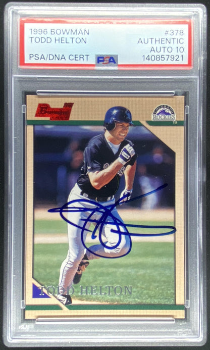 1996 Bowman Todd Helton #378 PSA authenticated autograph graded 10 trading card