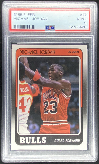 1988 Fleer Michael Jordan #17 graded PSA 9 trading card