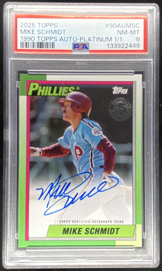 2025 Topps Mike Schmidt #90AUMSC graded PSA 8 trading card