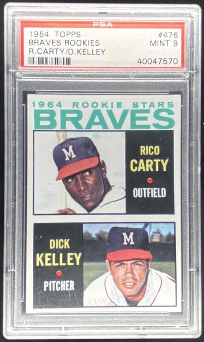 1964 Topps Rico Carty / Dick Kelley #476 graded PSA 9 trading card