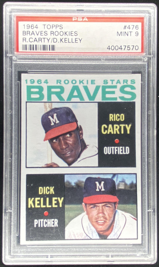1964 Topps Rico Carty / Dick Kelley #476 graded PSA 9 trading card