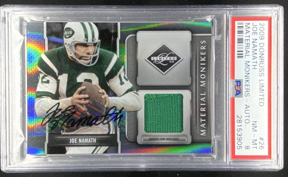 2009 Panini Donruss Limited Joe Namath graded PSA 8 trading card