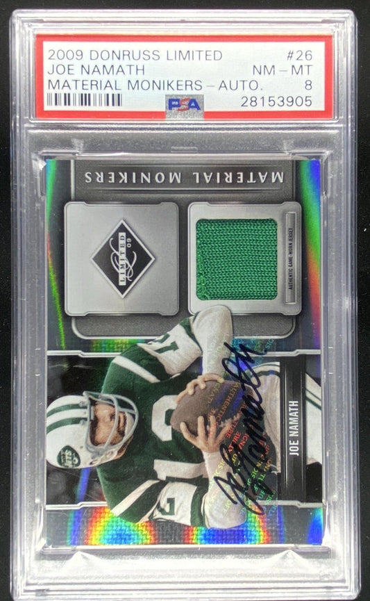 2009 Panini Donruss Limited Joe Namath graded PSA 8 trading card