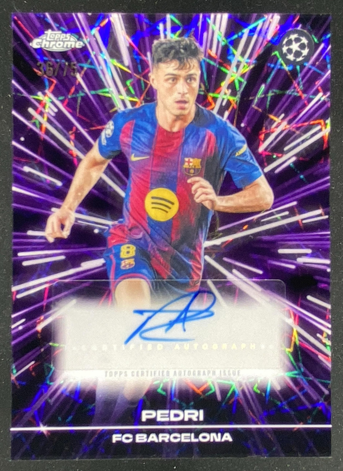 2025 Topps Chrome UEFA Club Competitions Pedri trading card