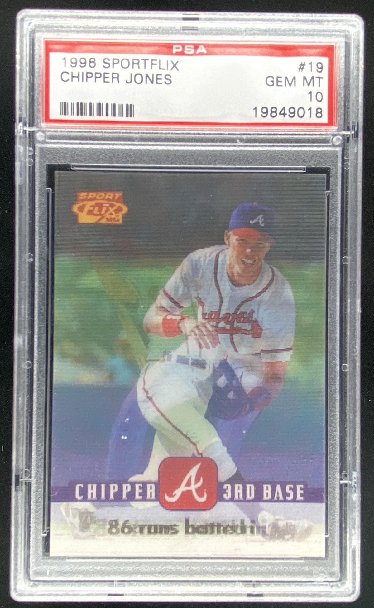 1996 Pinnacle Sportflix Chipper Jones #19 graded PSA 10 trading card