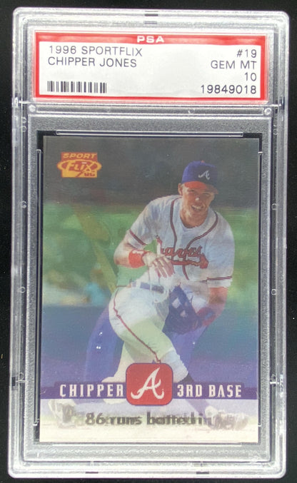1996 Pinnacle Sportflix Chipper Jones #19 graded PSA 10 trading card