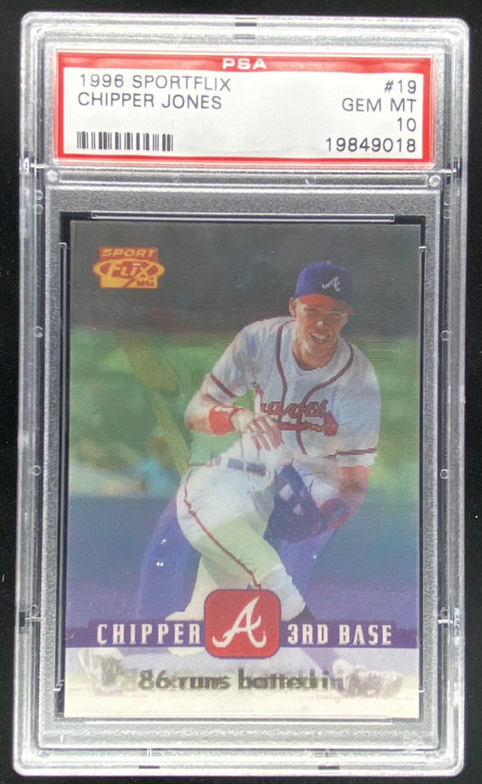 1996 Pinnacle Sportflix Chipper Jones #19 graded PSA 10 trading card