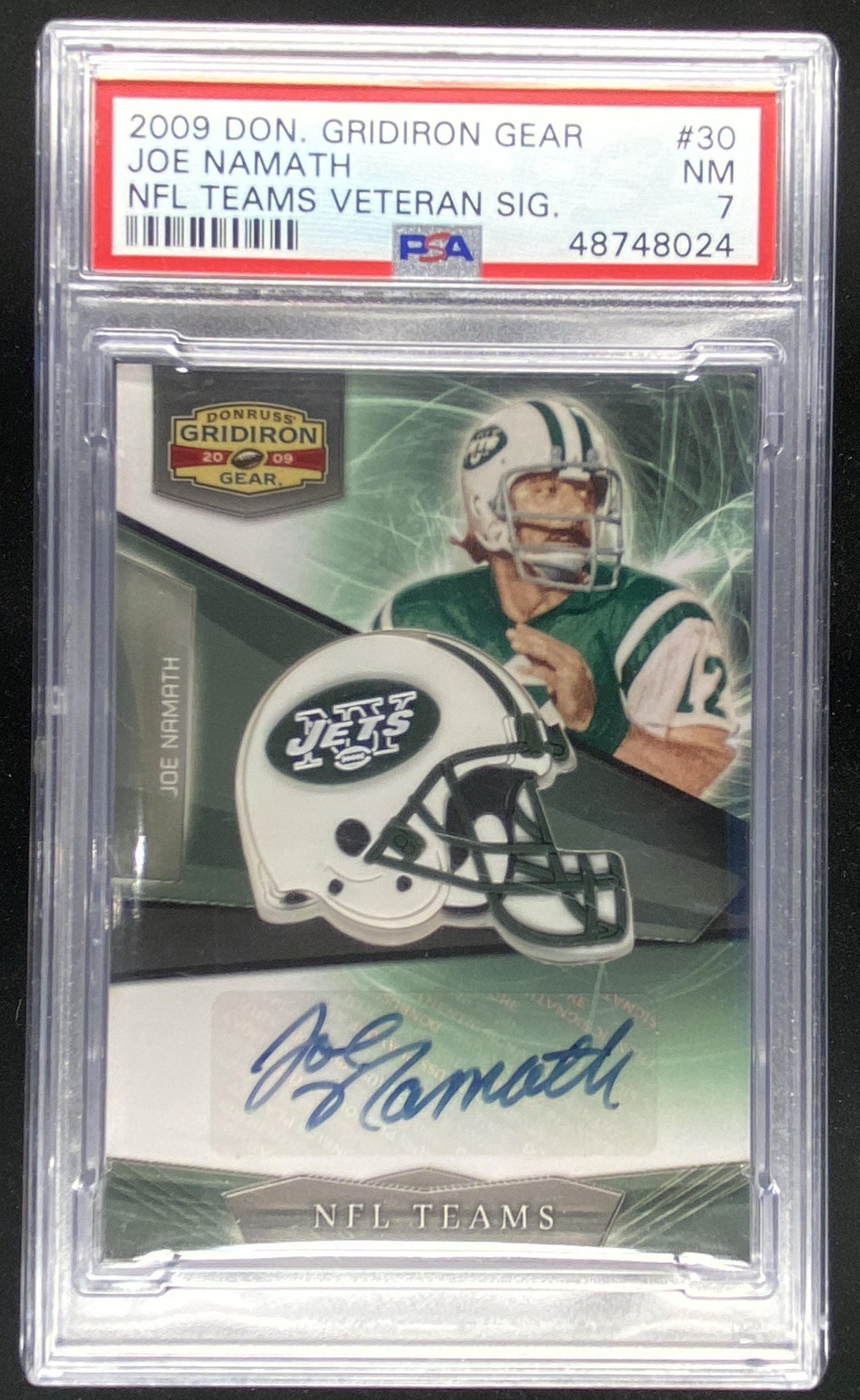 2009 Panini Donruss Gridiron Gear Joe Namath #30 graded PSA 7 trading card
