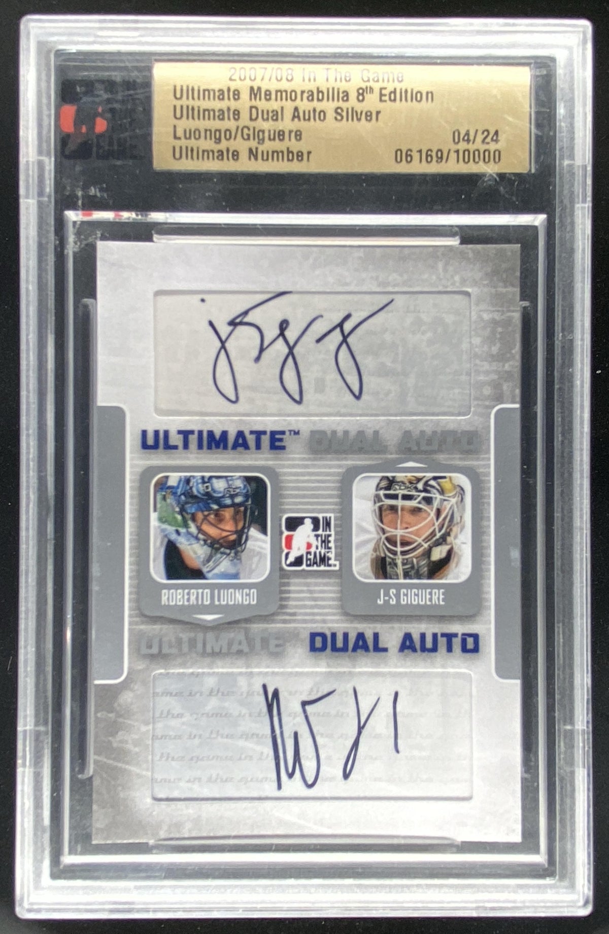 2008 In The Game Ultimate Memorabilia 8th Edition Roberto Luongo / J.S. Giguere trading card