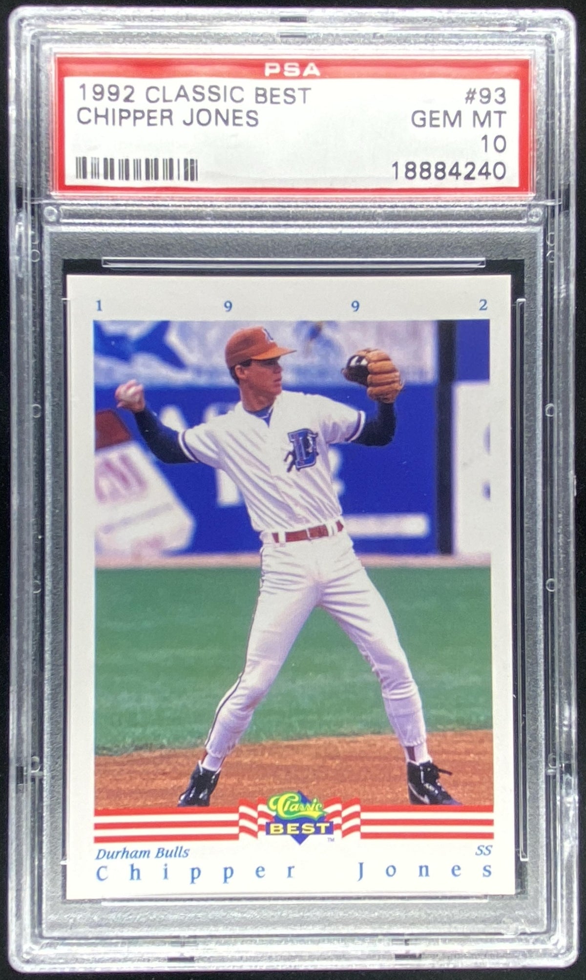 1992 Classic Best Chipper Jones #93 graded PSA 10 trading card