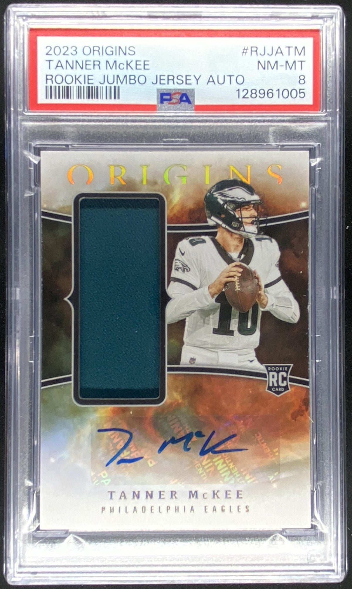 2023 Panini Origins Tanner McKee graded PSA 8 trading card