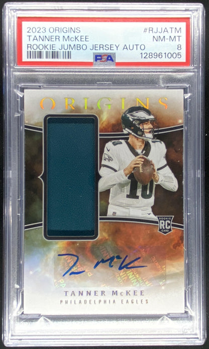 2023 Panini Origins Tanner McKee graded PSA 8 trading card