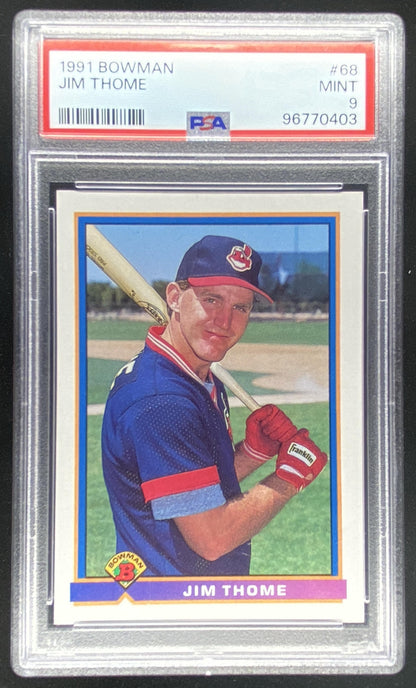 1991 Bowman Jim Thome #68 graded PSA 9 trading card