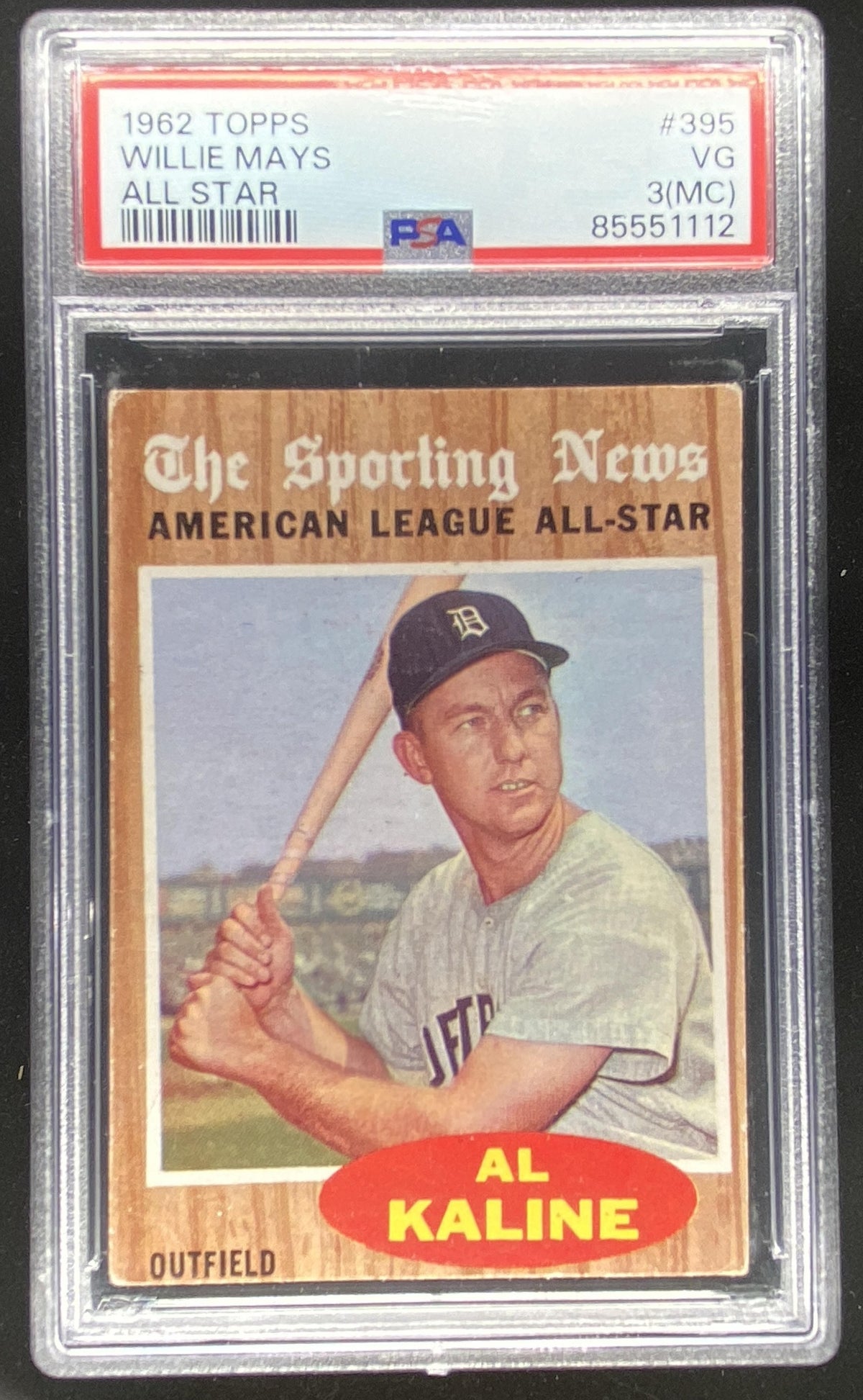 1962 Topps Al Kaline #395 graded PSA 3 trading card