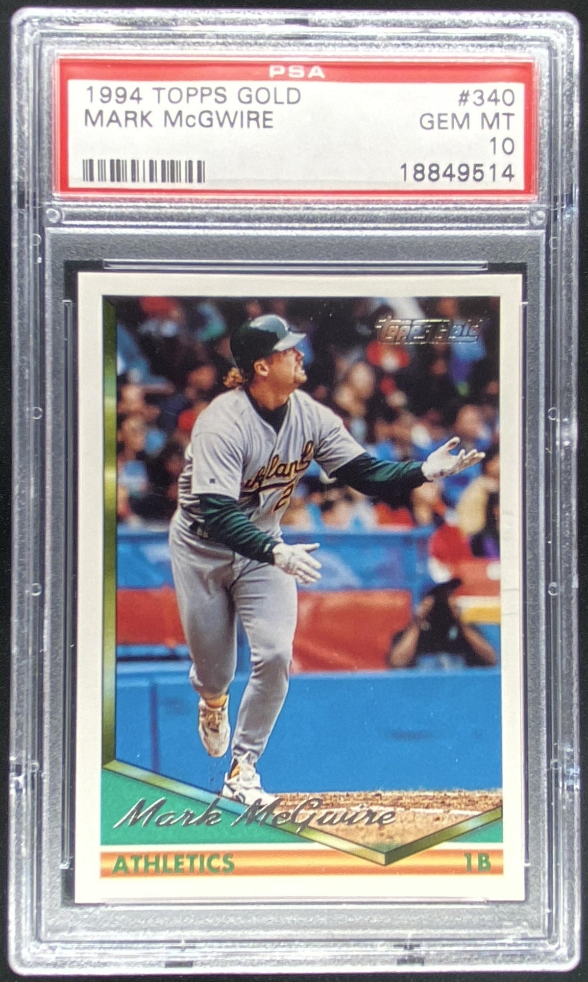 1994 Topps Mark McGwire #340 graded PSA 10 trading card