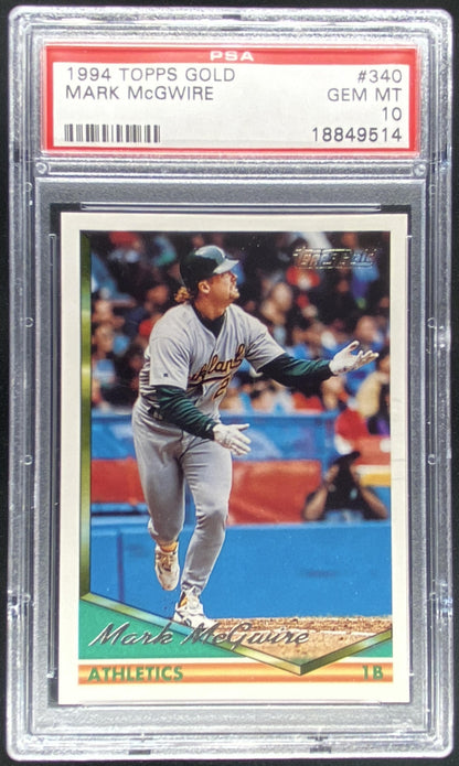 1994 Topps Mark McGwire #340 graded PSA 10 trading card