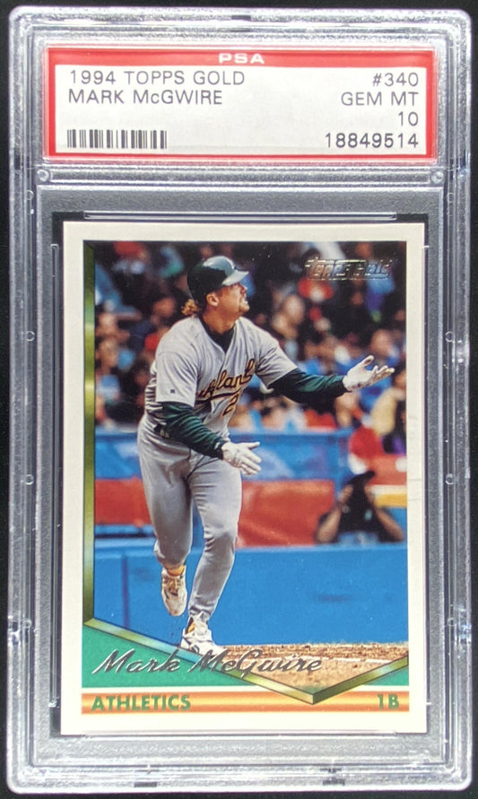 1994 Topps Mark McGwire #340 graded PSA 10 trading card