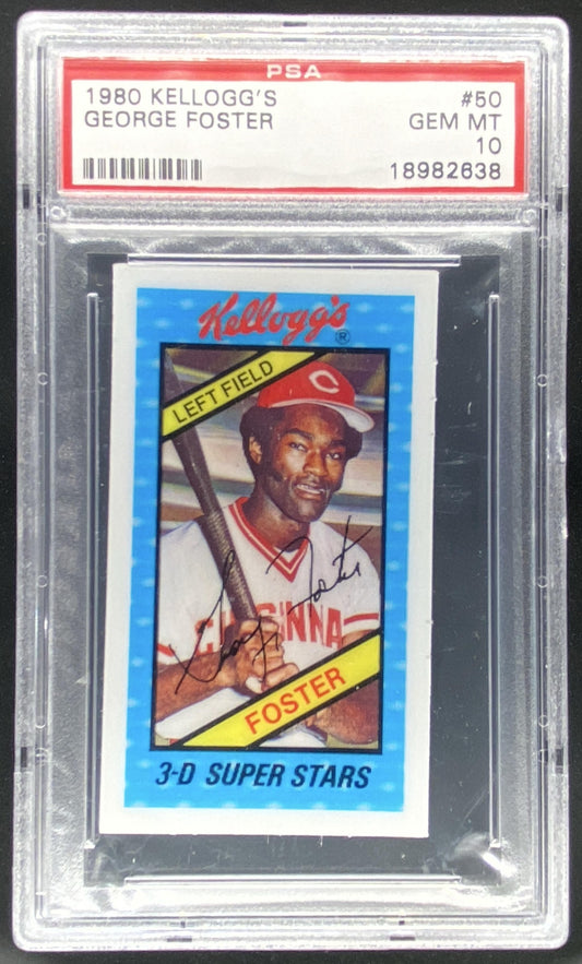 1980 Kellogg's 3-D Super Stars George Foster #50 graded PSA 10 trading card