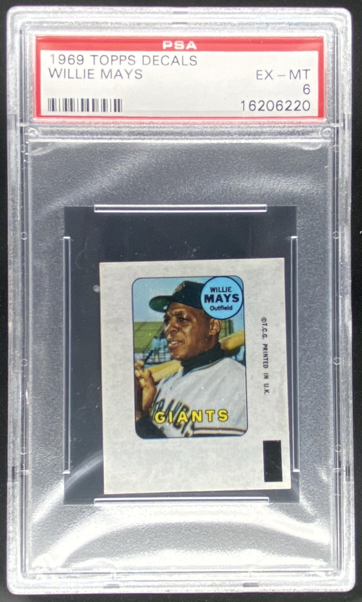 1969 Topps Decals Willie Mays graded PSA 6 trading card