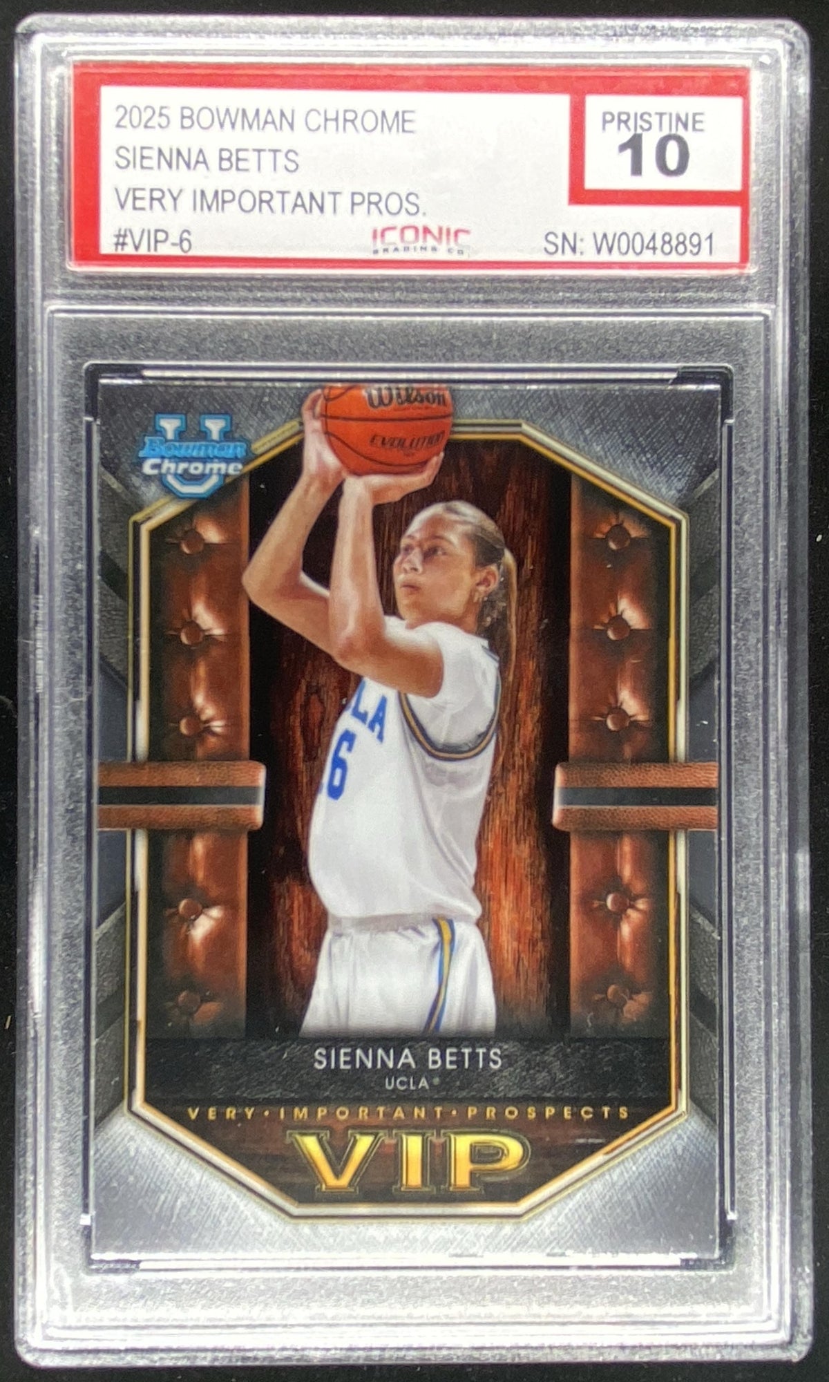 2025 Bowman Chrome University Sienna Betts #VIP-6 graded ICONIC 10 trading card