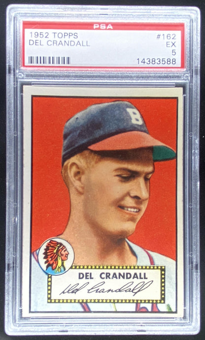 1952 Topps Del Crandall #162 graded PSA 5 trading card
