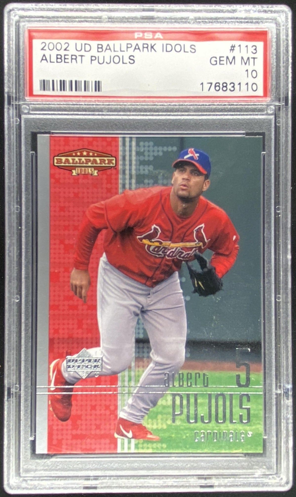 2002 Upper Deck Ballpark Idols Albert Pujols #113 graded PSA 10 trading card