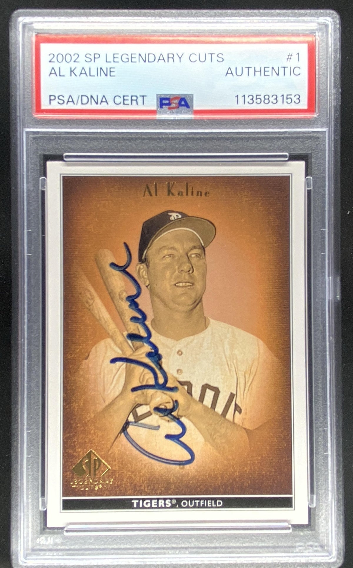 2002 SP Legendary Cuts Al Kaline #1 PSA authenticated autograph trading card