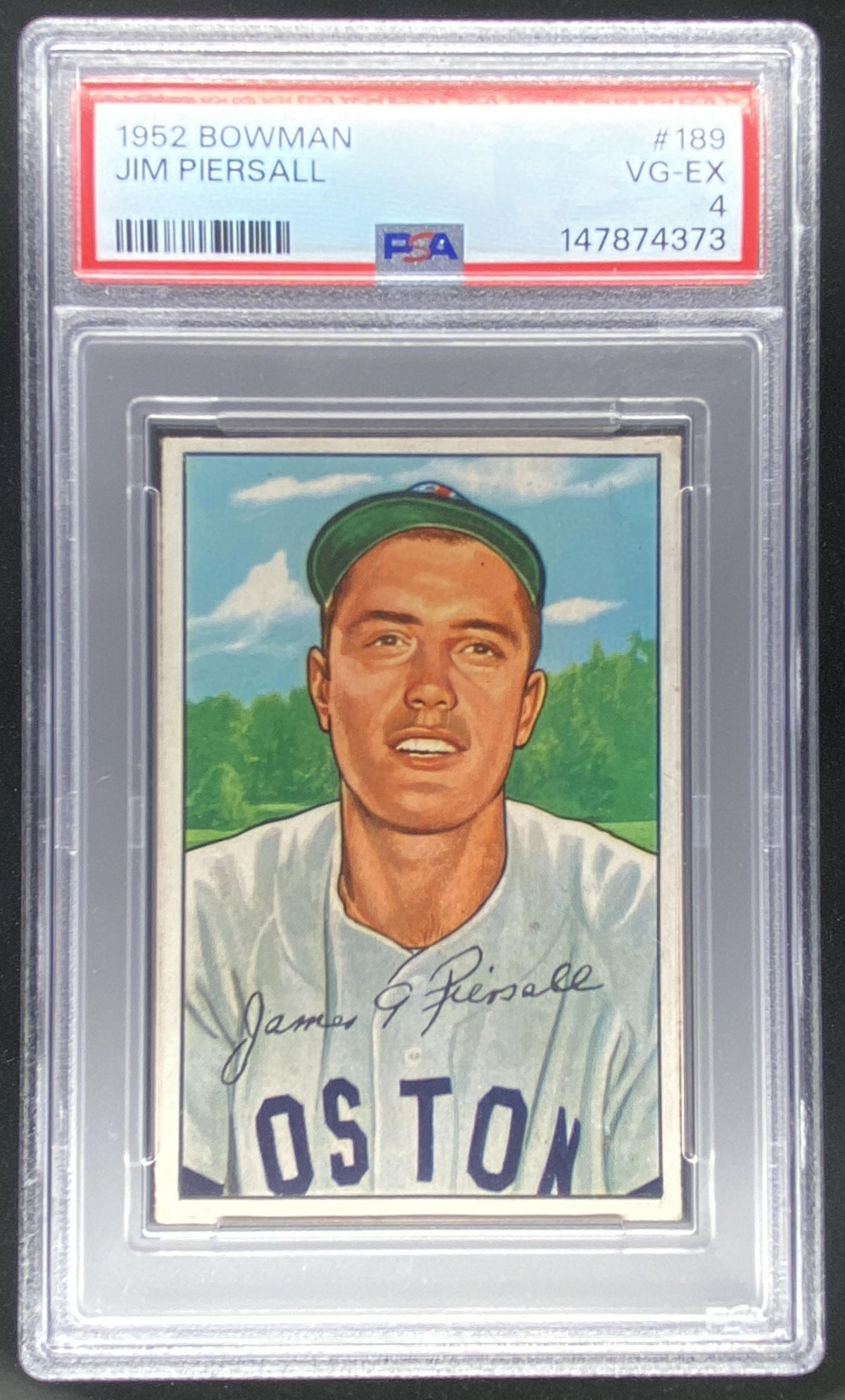 1952 Bowman Jim Piersall #189 graded PSA 4 trading card