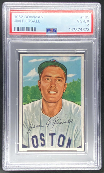 1952 Bowman Jim Piersall #189 graded PSA 4 trading card