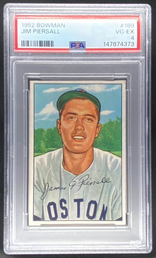 1952 Bowman Jim Piersall #189 graded PSA 4 trading card