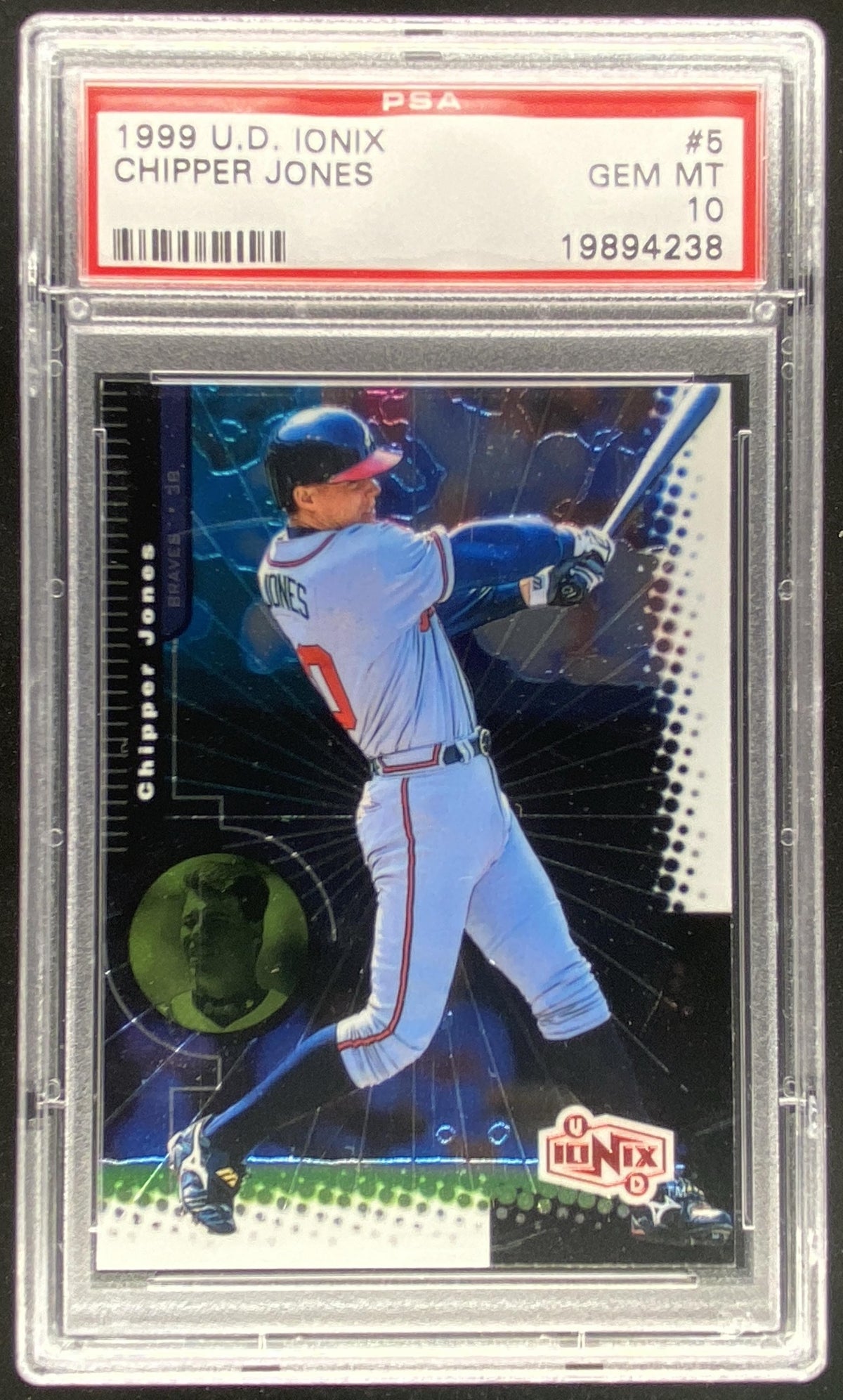1999 Upper Deck Ionix Chipper Jones #5 graded PSA 10 trading card