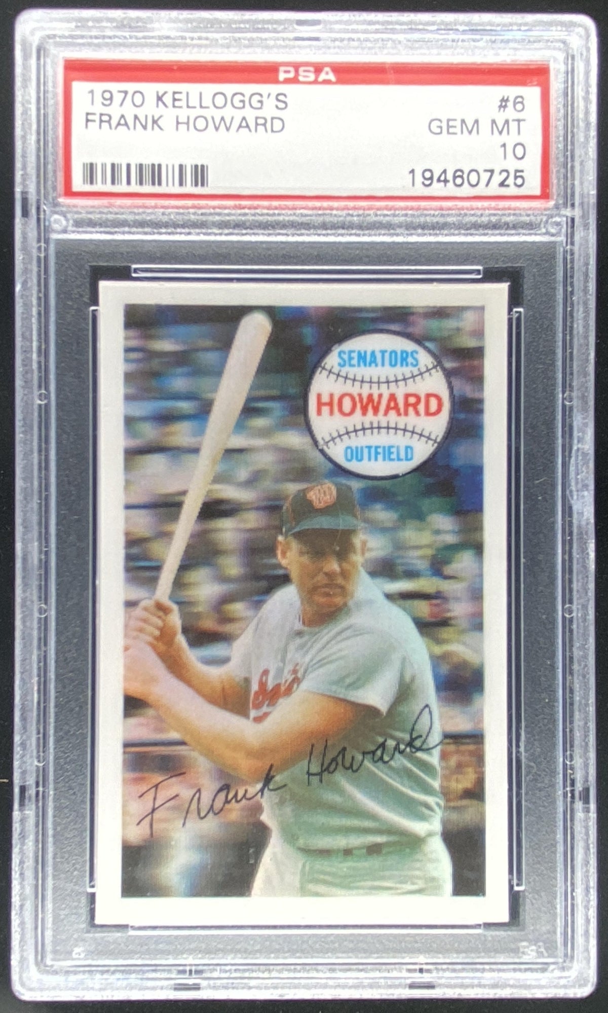1970 Kellogg's 3-D Super Stars Frank Howard #6 graded PSA 10 trading card