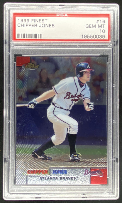 1999 Topps Finest Chipper Jones #16 graded PSA 10 trading card