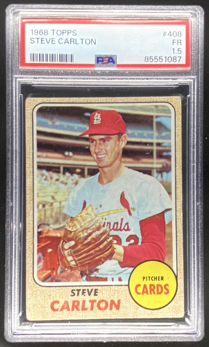 1968 Topps Steve Carlton #408 graded PSA 1.5 trading card
