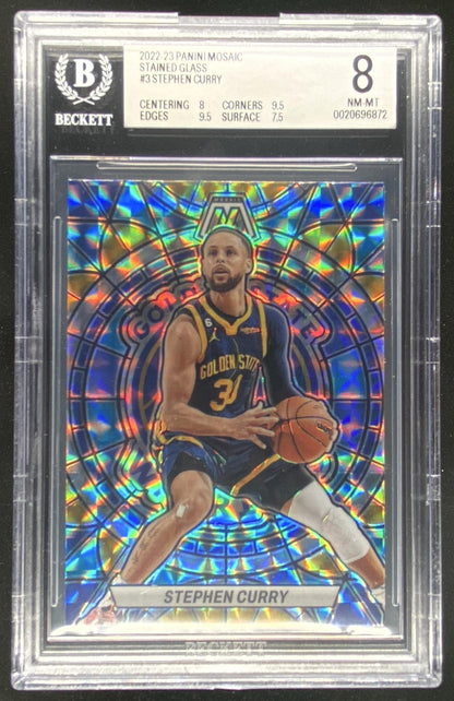 2022 Panini Mosaic Stephen Curry #3 graded BGS 8 trading card