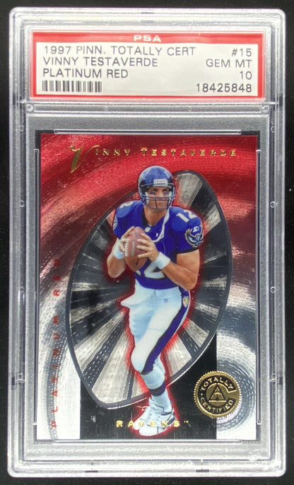 1997 Pinnacle Totally Certified Vinny Testaverde graded PSA 10 trading card