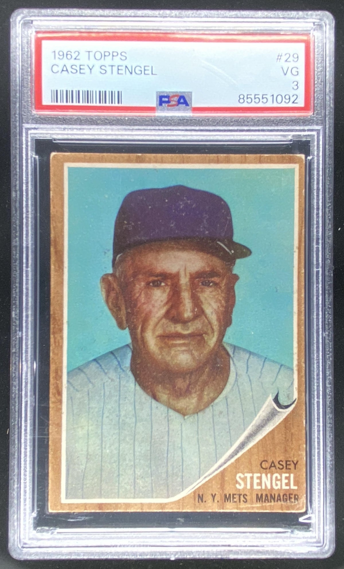 1962 Topps Casey Stengel #29 graded PSA 3 trading card