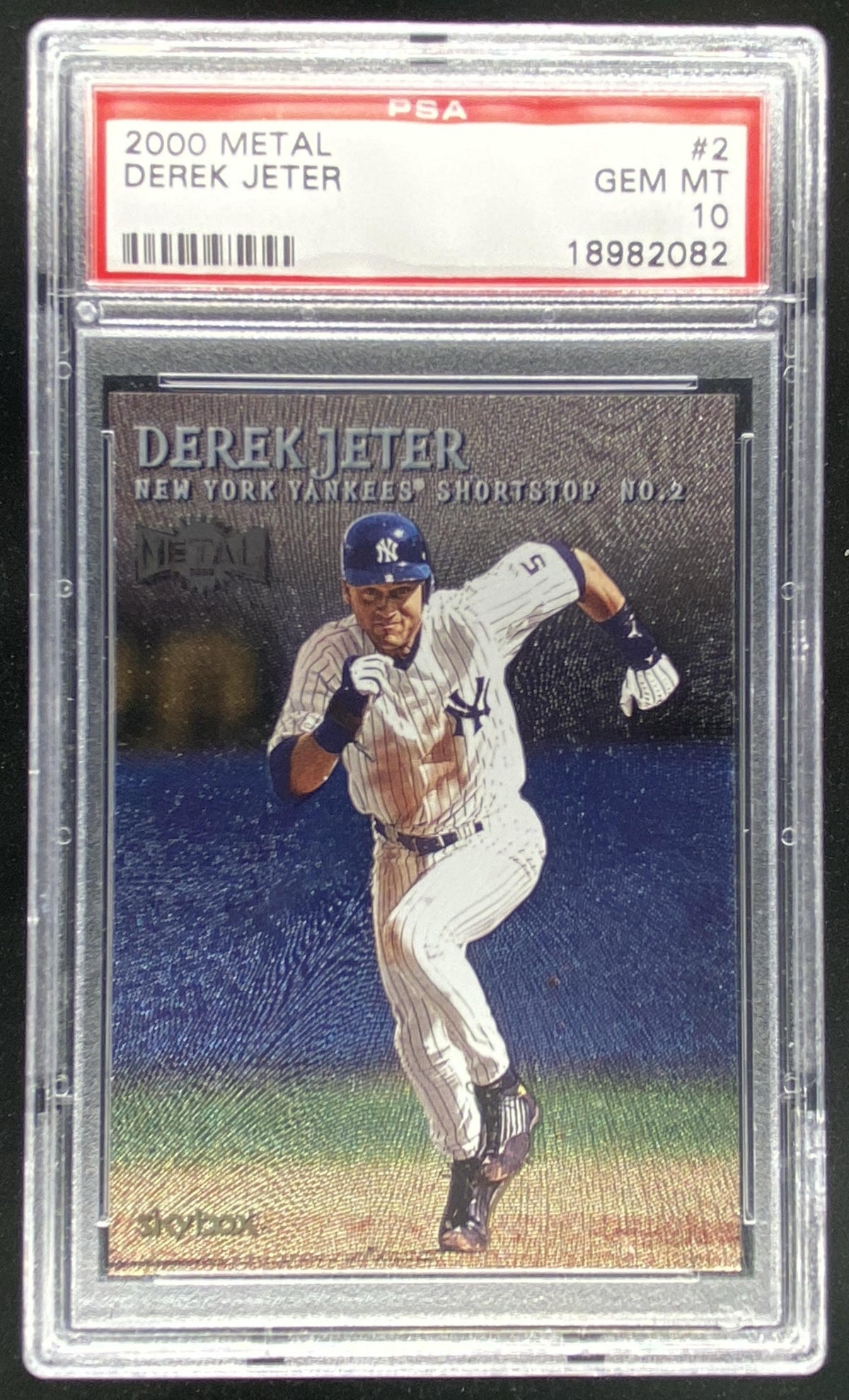 2000 Skybox Metal Derek Jeter #2 graded PSA 10 trading card