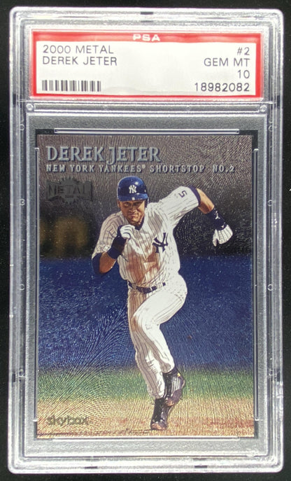 2000 Skybox Metal Derek Jeter #2 graded PSA 10 trading card