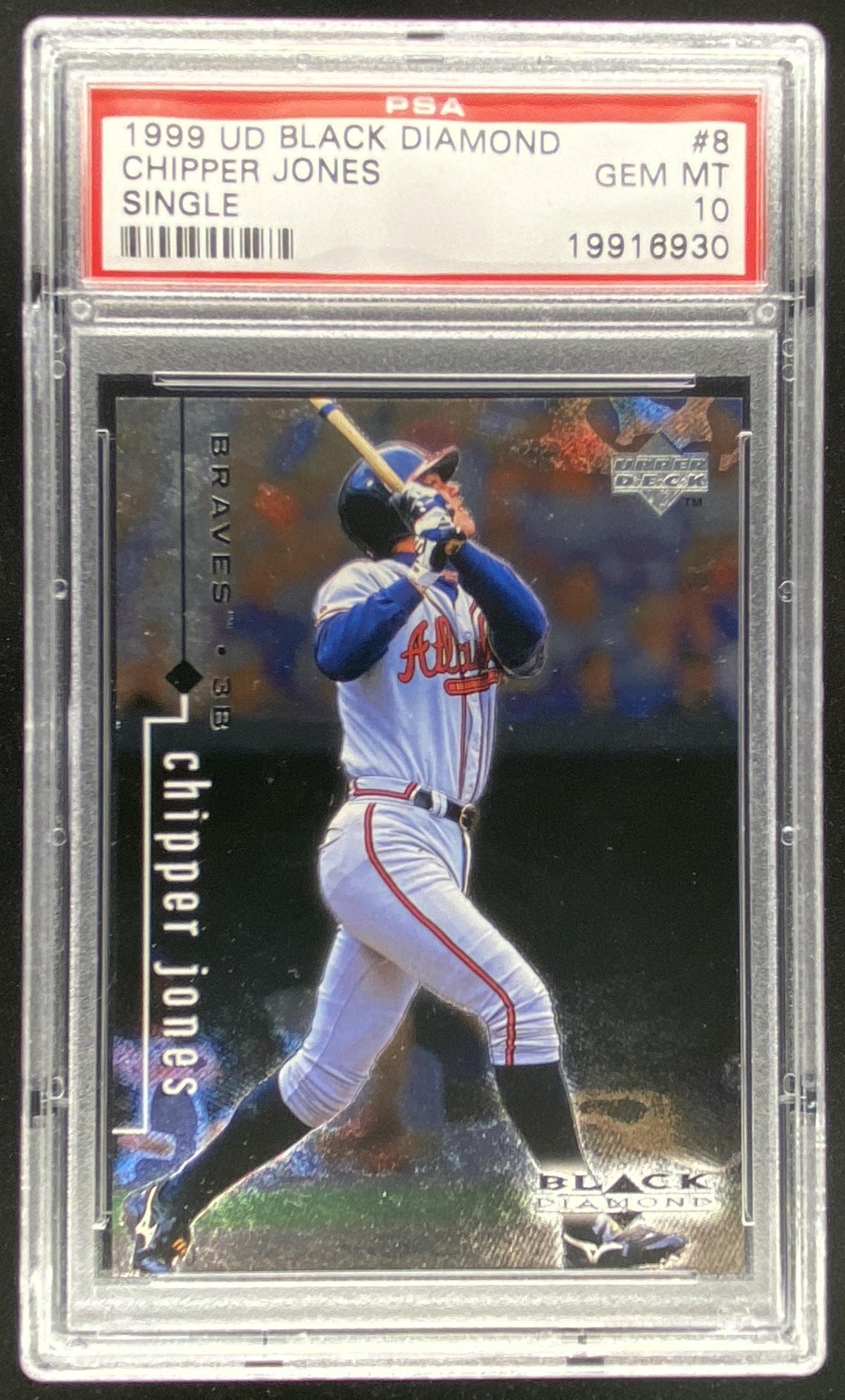 1999 Upper Deck Black Diamond Chipper Jones #8 graded PSA 10 trading card